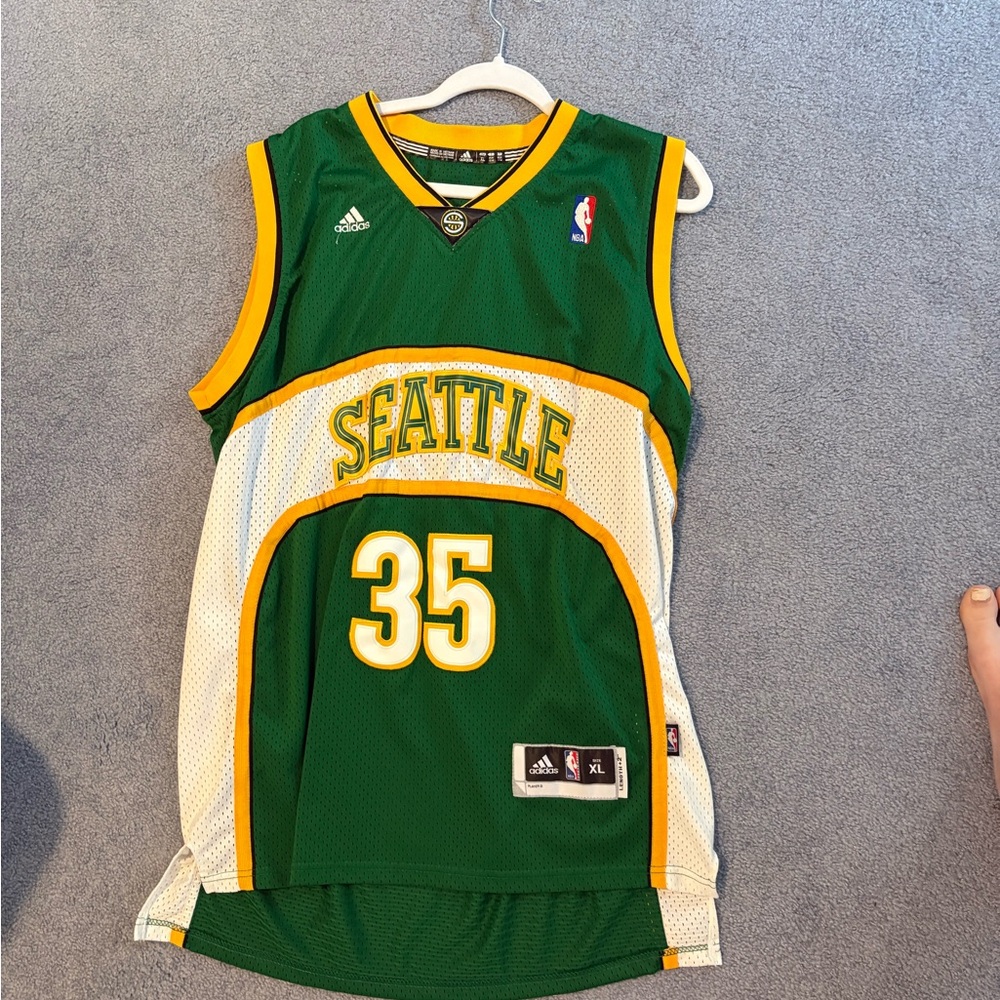 Adidas Green and Yellow Seattle Basketball Jersey